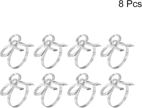 uxcell Metal Napkin Rings Set of 8, Bow-Knot Napkin Ring Holder Buckle for Dining Table Decorations Wedding Birthday Holiday Party, Gold Tone in Kuwait