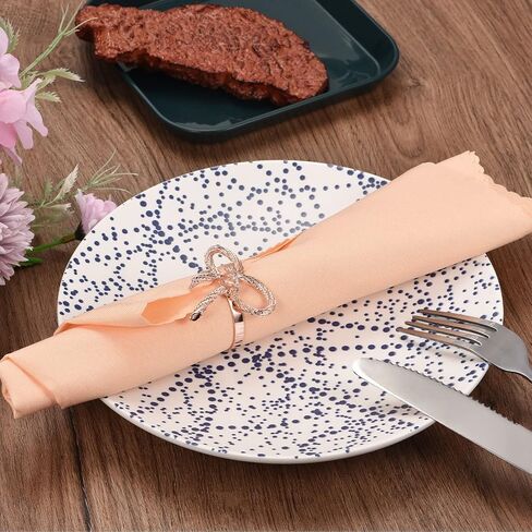 uxcell Metal Napkin Rings Set of 8, Bow-Knot Napkin Ring Holder Buckle for Dining Table Decorations Wedding Birthday Holiday Party, Gold Tone in Kuwait