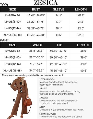 ZESICA Women's 2 Piece Outfits Set 2024 Casual Long Sleeve Knit Pullover Top and Wide Leg Pants Sweatsuit Lounge Sets in Saudi Arabia