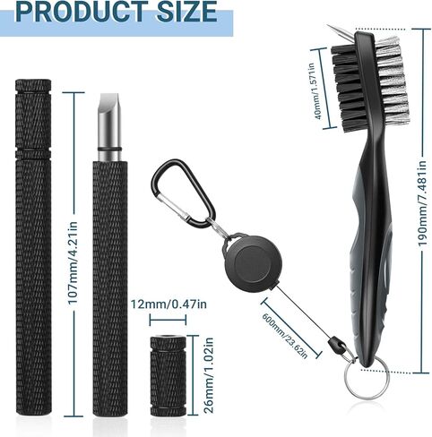 مجموعة أدوات تنظيف نادي الجولف، فرشاة نادي الجولف ومنظف مبراة أخدود نادي الجولف لأخاديد U وV، مجموعة أدوات تنظيف الجولف التي يجب اقتناؤها لجميع مكاوي الجولف، يمكن ربطها بسهولة بحقيبة الجولف in Kuwait