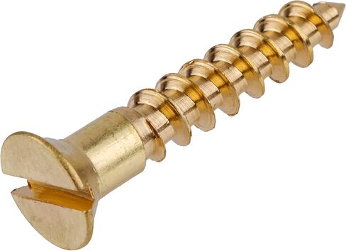 #5 x 5/8" Solid Brass Flat Countersunk Head Slot Drive Wood Screws | Pack of 25 | Self Tapping Screws for Wood Antique or Modern Furniture | SC-B558F (25) in Kuwait