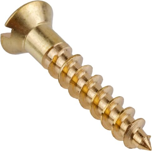#5 x 5/8" Solid Brass Flat Countersunk Head Slot Drive Wood Screws | Pack of 25 | Self Tapping Screws for Wood Antique or Modern Furniture | SC-B558F (25) in Kuwait