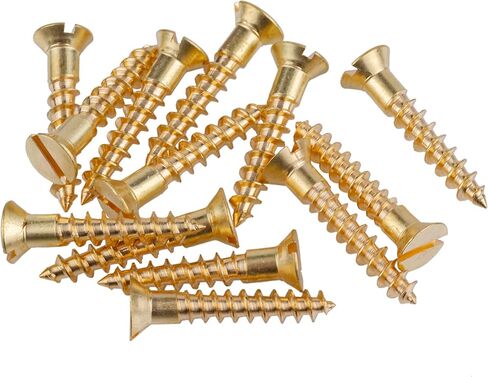#5 x 5/8" Solid Brass Flat Countersunk Head Slot Drive Wood Screws | Pack of 25 | Self Tapping Screws for Wood Antique or Modern Furniture | SC-B558F (25) in Kuwait