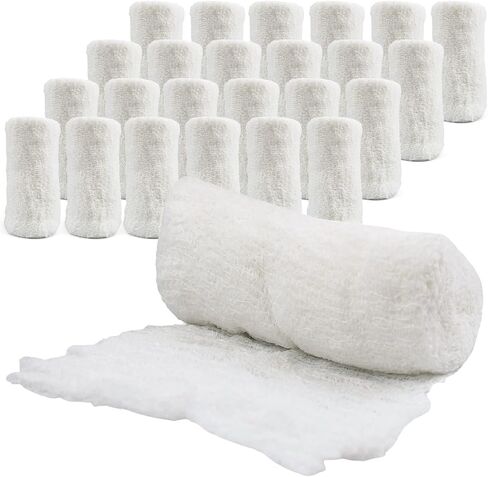 Cotton Gauze Roll-kerlix Gauze Bandage Rolls -24 Rolls -STERILE - 4 Inches X 12 feet -Extra Absorbency - Medical Gauze Bandage -6 ply - Latex Free -Each roll Individual Wrapped-Hospital Grade Quality in Saudi Arabia