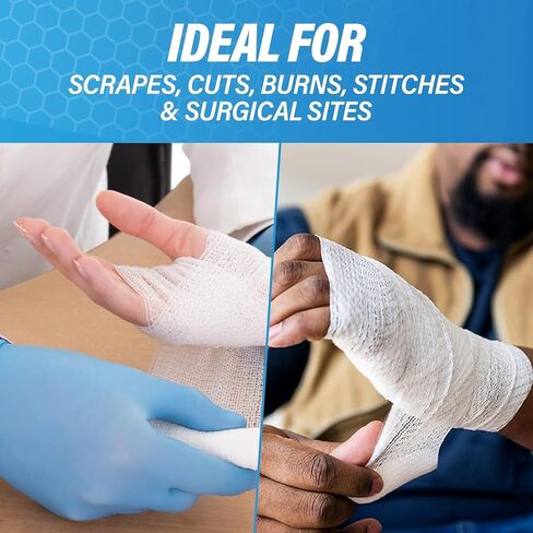 Cotton Gauze Roll-kerlix Gauze Bandage Rolls -24 Rolls -STERILE - 4 Inches X 12 feet -Extra Absorbency - Medical Gauze Bandage -6 ply - Latex Free -Each roll Individual Wrapped-Hospital Grade Quality in Saudi Arabia