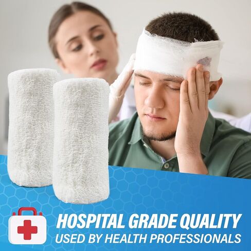 Cotton Gauze Roll-kerlix Gauze Bandage Rolls -24 Rolls -STERILE - 4 Inches X 12 feet -Extra Absorbency - Medical Gauze Bandage -6 ply - Latex Free -Each roll Individual Wrapped-Hospital Grade Quality in Saudi Arabia