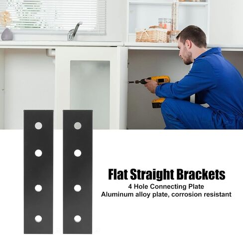 Eujgoov 2PCS 4 Hole Connecting Plate Aluminum Alloy Flat Plates Heavy Duty Mending Plate Straight Corner Brace Brackets Connector Furniture Repair Fixing Joint (4040) in Saudi Arabia