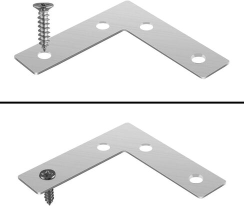 10PCS L Shape Flat Brackets Mending Plates, Stainless Steel Flat L Brackets, Flat Angle Corner Brace Bracket, Heavy Duty L Corner Brace Joining Plate with Screws (L 40 mm x 40 mm) in Saudi Arabia