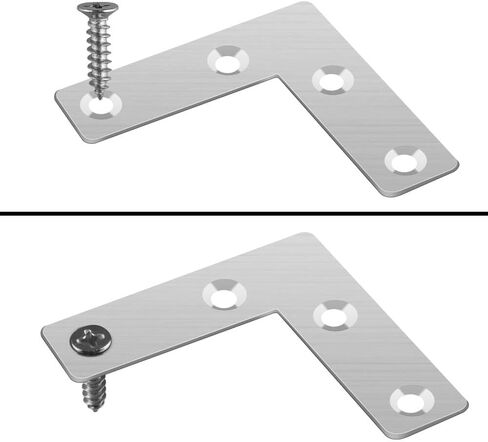 10PCS L Shape Flat Brackets Mending Plates, Stainless Steel Flat L Brackets, Flat Angle Corner Brace Bracket, Heavy Duty L Corner Brace Joining Plate with Screws (L 40 mm x 40 mm) in Saudi Arabia