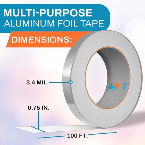 Heavy Duty 0,75" x100 ft Aluminum Foil Tape for HVAC and Pipe Repair - 0.75 Inch Heat Resistant Duct Tape for Air Conditioner Sealing, Waterproof, High Temp Insulation, and Ventilation Ducts in Saudi Arabia