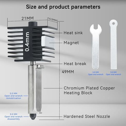 Upgrade A1 Hotend Print Head High Temperature Hardened Steel Nozzle Hot End w/ 2X Silicone Cover Sock Compatible with BambuLab A1, A1 Mini 3D Printer Extruder Replacement Accessories (0.4mm) in Saudi Arabia