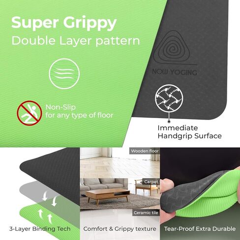 Unbeatable 6mm Thickness Yoga Mat with Alignment lines, Free Carrying Strap, Non Slip TPE surface for Women & Men for Pilates, Fitness, Home Exercise(AIR LITE) in Saudi Arabia
