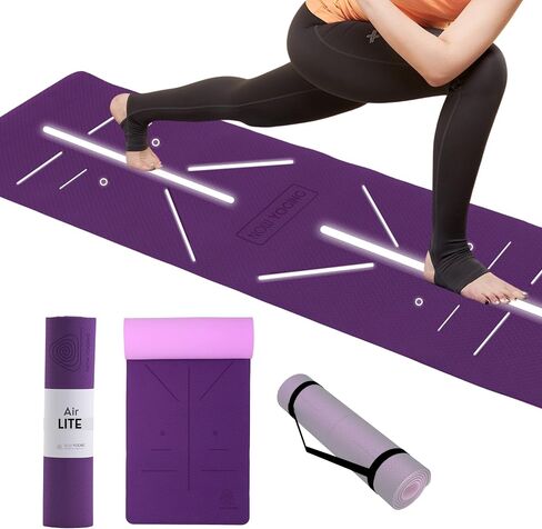 Unbeatable 6mm Thickness Yoga Mat with Alignment lines, Free Carrying Strap, Non Slip TPE surface for Women & Men for Pilates, Fitness, Home Exercise(AIR LITE) in Saudi Arabia