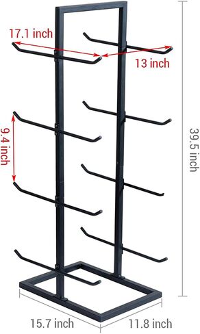 MyGift 4 Tier Modern Matte Black Metal Multi-Level Foam Roller Holder, Freestanding Double Sided Yoga Mat and Gym Exercise Equipment Rack, Holds 8 Mats in Saudi Arabia