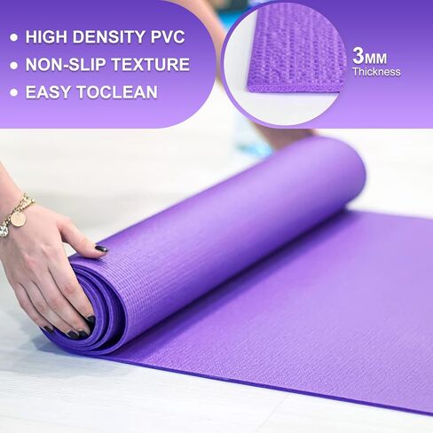 24 Pcs 3 mm Thick Yoga Mat Bulk, 68.11 x 24.02 Inches Exercise Workout Mat Non Slip Fitness Yoga Pad for Women Kids Gym Home Yoga Pilates, Reliable Sturdy Material and Easy to Clean (Multicolor) in Saudi Arabia