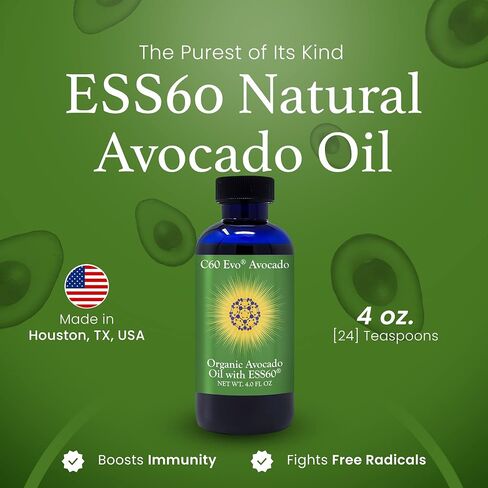 Organic Avocado Oil, 100% Pure ESS60 (.6 mg/mL) Supports Joint Health, Flexibility, Energy, Immunity, Sleep (4 oz) in Saudi Arabia