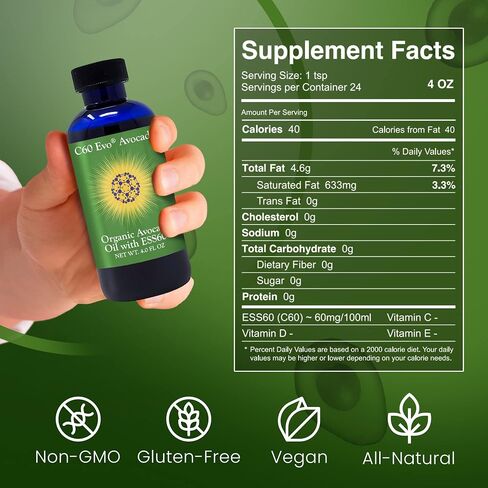 Organic Avocado Oil, 100% Pure ESS60 (.6 mg/mL) Supports Joint Health, Flexibility, Energy, Immunity, Sleep (4 oz) in Saudi Arabia