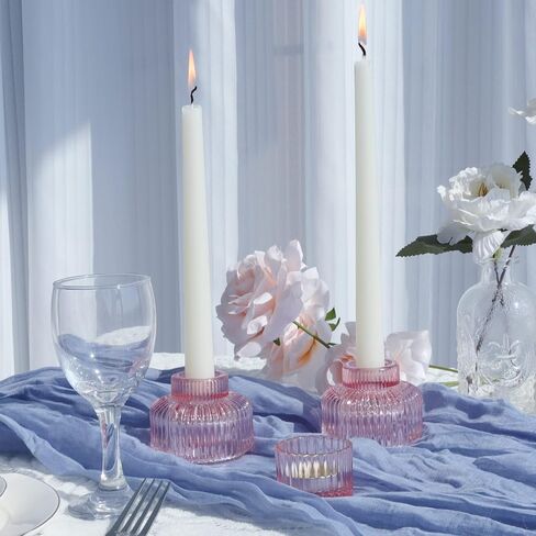 VOHO 6pcs Gold Candlestick Holders & Votive Candle Holders Convenience Combination, Gold Candle Holders for Centerpiece Table Decorations, Ribbed Candle Holder for Wedding/Bridal Shower Decorations in Saudi Arabia