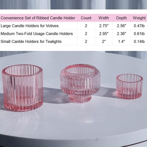 VOHO 6pcs Gold Candlestick Holders & Votive Candle Holders Convenience Combination, Gold Candle Holders for Centerpiece Table Decorations, Ribbed Candle Holder for Wedding/Bridal Shower Decorations in Saudi Arabia