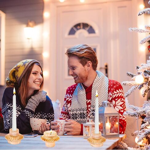 Gold ​Votive​ Candle Holders - Glass Candlestick Holders for Tealight/Taper Candle Set of 6 Wedding and ​Tables Centerpieces Decorative, Fall, Party, Christmas Decor… in Kuwait