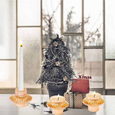 Gold ​Votive​ Candle Holders - Glass Candlestick Holders for Tealight/Taper Candle Set of 6 Wedding and ​Tables Centerpieces Decorative, Fall, Party, Christmas Decor… in Kuwait