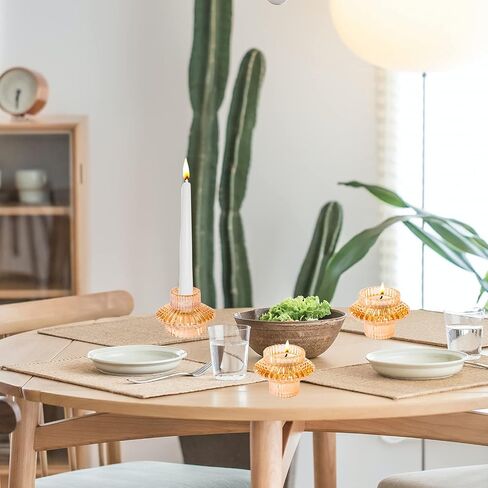 Gold ​Votive​ Candle Holders - Glass Candlestick Holders for Tealight/Taper Candle Set of 6 Wedding and ​Tables Centerpieces Decorative, Fall, Party, Christmas Decor… in Kuwait