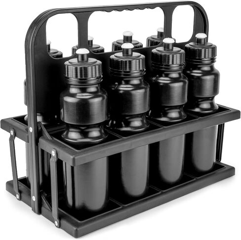 حاملة مشروبات رياضية قابلة للطي من Crown Sporting Goods مع 8 زجاجات ضغط بلاستيكية بوزن 36 أونصة in Kuwait