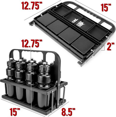 حاملة مشروبات رياضية قابلة للطي من Crown Sporting Goods مع 8 زجاجات ضغط بلاستيكية بوزن 36 أونصة in Kuwait