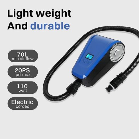 مضخة لوح التجديف Tonsim مضخة سوب مضخة لوح التجديف الكهربائية مضخة كهربائية للوحة التجديف DC12V 110W مضخة هواء بحد أقصى 20 رطل لكل بوصة مربعة للوقوف على لوح التجديف خيمة قابلة للنفخ ومراتب هوائية in Kuwait