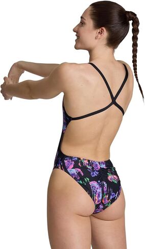 ARENA Performance Rose Texture Women's Swimsuit X Cross Back One Piece MaxLife Pool Training Suit for Competitive Swimmers in Saudi Arabia