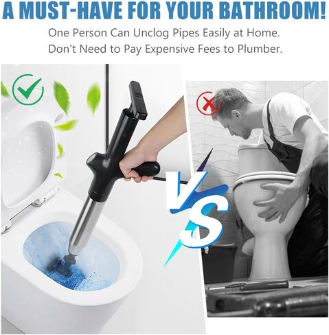 High Pressure Toilet Plunger, 9 in 1 Air Plunger for Toilet Power Plunger Toilet Clog Remover with Real-Time Barometer Drain Clog Remover Tools for Toilets Sink Kitchen Bathroom Clogged Pipe in Kuwait