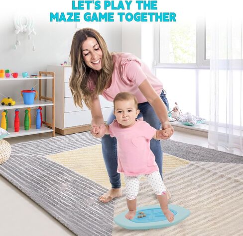 لوح التوازن المتذبذب للأطفال، لوح المتاهة السداسي الهزاز مع أحجار متدرجة تحميل 110 رطل، اللعب النشط والتمرين للأطفال الصغار (أزرق) in Kuwait