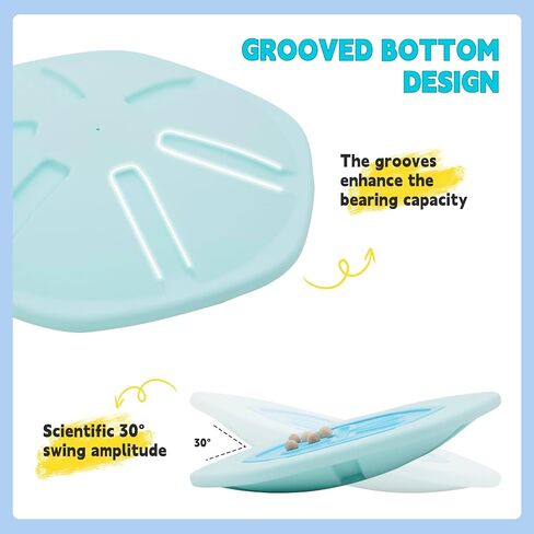 لوح التوازن المتذبذب للأطفال، لوح المتاهة السداسي الهزاز مع أحجار متدرجة تحميل 110 رطل، اللعب النشط والتمرين للأطفال الصغار (أزرق) in Kuwait