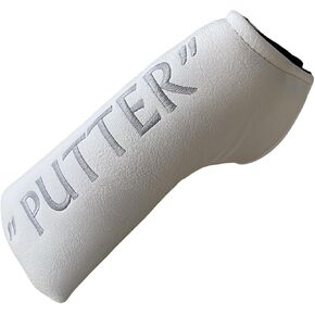 Golf Blade Putter Head Cover Headcover Magnetic - White PUTTER Golf Headcover - Premium Synthetic Leather Putter Cover for Golf Clubs fits for Most Brands