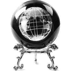60mm(2.3inch) Moon Crystal Ball Paperweight 3D Laser Engraved Moon Glass Ball with Stand Home Art Decor Crafts