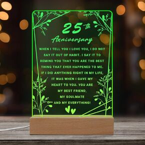 25th Anniversary Wedding Gift,25th Anniversary Dimmable Night Light for Couples,Parents,Husband & Wife,25th Anniversary for Christmas with Gift Box