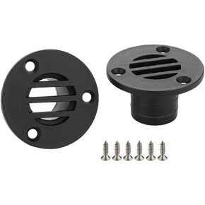 VTurboWay 2 Pcs Nylon 53 x 30mm Boat Floor Deck Drain Fit for Yacht Kayak Deck Drainage Supplies, Black, Free Mounting screws