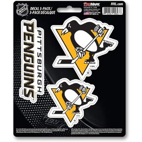Fanmats NHL Pittsburgh Penguins Team Decal, 3-Pack, Black, One Size