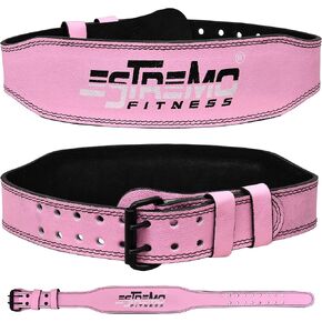 weight lifting belts Cowhide Gennie Leather Squat for Men & Women 4 Inches Wide Lower Back Support for weightlifting,Powerlifting, Cross Strength Fitness weight Training belt - Pink