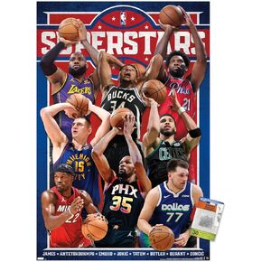 Trends International NBA League - Superstars 23 Wall Poster, 14.72" x 22.37", Premium Poster & Push Pin Bundle
