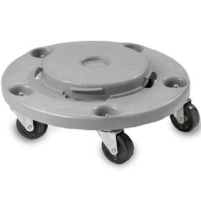 Janico 1040 Trash Can Dolly - Heavy Duty Bolted Casters, Round, Grey, Fits 20 32 44 55 Gallon Containers