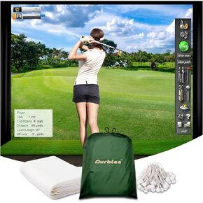 Golf Simulator Impact Screen, Premium Triple Layer Launch Monitor Projector Screen with HD Visuals, Indoor Practice Screen for Enclosure and Net, Hitting Screen with Grommets & Bungee Cords