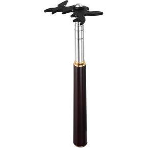 Retractable Billiards Cue Stick Bridge with Detachable Plastic Bridge Head - Wood Handle Billiards Table Accessory, Apply to Party/Home/Club (Black)