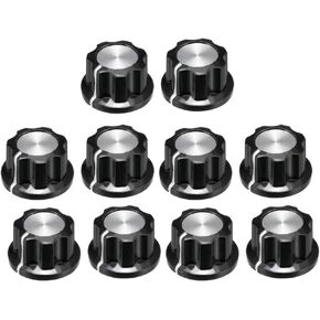 uxcell 10Pcs 19.5x11.5mm Silver Tone Top Potentiometer Volume Control Rotary Knobs,for 6mm Diameter Shaft Guitar Volume Knob.