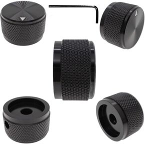 5 Pack Aluminum Rotary Electronic Control Potentiometer Knob,for 0.23'' Diameter Shaft, 0.98'' Dia, 0.61'' H, Guitar Knob, Audio knob, Volume Control Knob(Black)