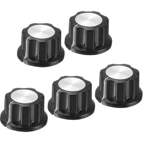MECCANIXITY Potentiometer Knobs Aluminium Alloy 45x20.5mm 6mm Hole Volume Control Knob Cap for Guitar Bass,Volume Control,Mechanical Switch, Appliances,Audio with 5pcs Set Screw Black 5PCS
