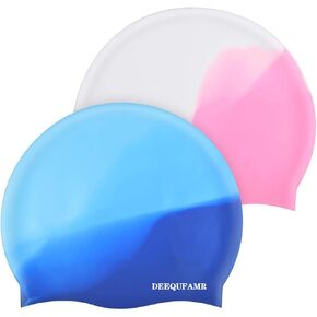 Long Hair Swim Cap for Women Men,Adult Swim Cap, Durable Silicone Swim Cap for Long/Short Hair to Keep Hair Dry,2 Colors