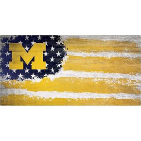 Fan Creations NCAA Michigan Wolverines Unisex University of Michigan Flag sign, Team Color, 6 x 12