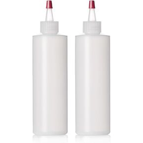 ljdeals 2 pack 8 oz Plastic Condiment Squeeze Bottles, Red Tip Top Yorker Cap, made in USA, BPA Free, Dispensing Bottles for Icing, Ketchup, Sauces, Syrup, Dressing, Oil and more,