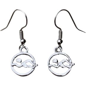 Swim Earrings, Swimming Charm Dangle Earrings, Swim Jewelry for Swimmers & Swim Teams
